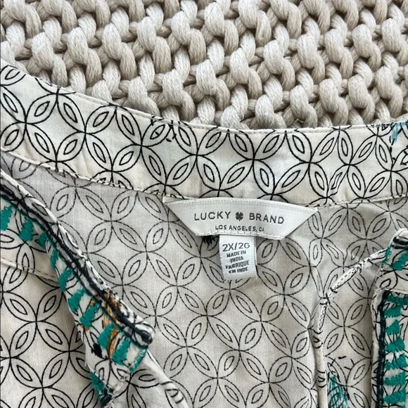 Lucky Brand Floral Blouse - Green and Cream - Picture 2 of 6